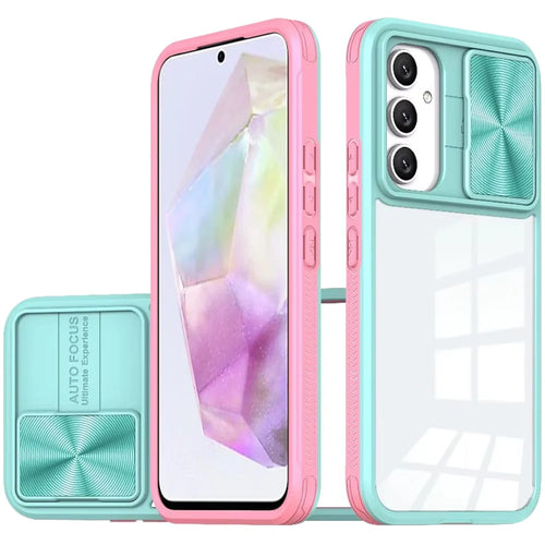 For Samsung Galaxy A36 Fusion Transparent Clear Hybrid Case Cover - Pink/Blue