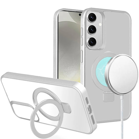 For Samsung s25 Plus/s24 Plus Skin Touch Feel HQ [Magnetic Circle] Kickstand Hybrid - Matte Clear