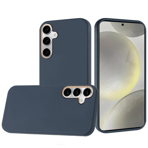 For Samsung s25 Plus/s24 Plus Classy Slick Chromed Around Hybrid Case Cover - Dark Blue