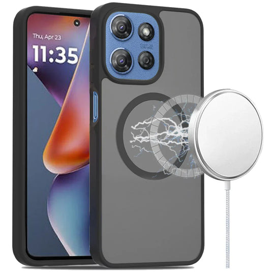For Motorola Moto G 5G 2025 [Magnetic Circle] Smooth Safe Matte Feel Hybrid Case - Black