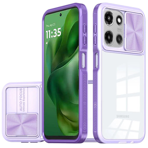 For Motorola Moto G 5G 2025 Fusion Transparent Clear Hybrid Case Cover - Purple