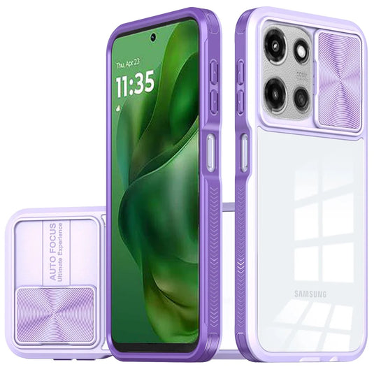For Motorola Moto G 5G 2025 Fusion Transparent Clear Hybrid Case Cover - Purple