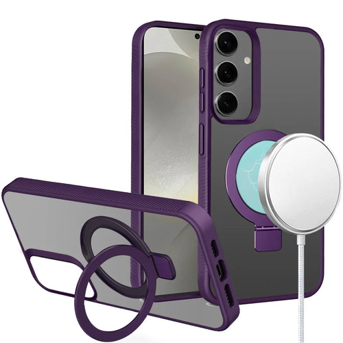 For Samsung s25/s24 Skin Touch Feel HQ [Magnetic Circle] Kickstand Hybrid - Purple
