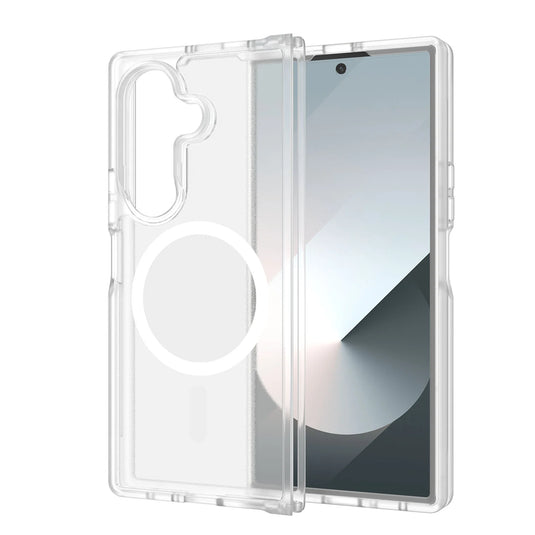 For Samsung Z Fold 7 [Magnetic Circle] Smooth Safe Matte Feel Hybrid Case - Clear
