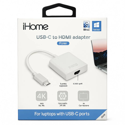 iHome USB-C to HDMI 4K Adapter - WHITE (LANE A5)