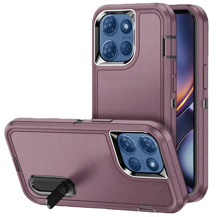 For Motorola Moto G 5G 2025 PEAK 3in1 Toughest Hybrid with Stand Cover Case - Burgundy/Black