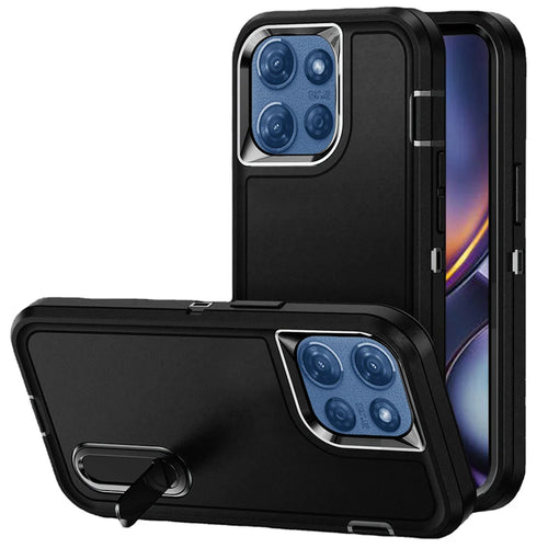 For Motorola Moto G 5G 2025 PEAK 3in1 Toughest Hybrid with Stand Cover Case - Black/Black