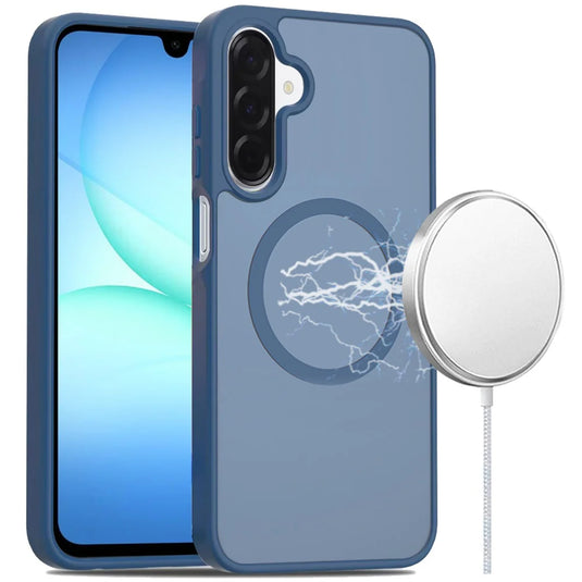 For Samsung A17 5G [Magnetic Circle] Smooth Safe Matte Feel Hybrid Case - Navy Blue