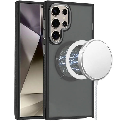 For Samsung s25 Ultra Royal Magnetic Ring Skin-Touch HQ Metal Buttons/Camera Lip Hybrid - Black