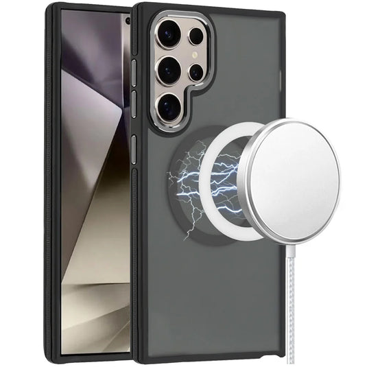 For Samsung s25 Ultra Royal Magnetic Ring Skin-Touch HQ Metal Buttons/Camera Lip Hybrid - Black