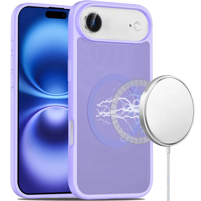 For iPhone 17 Air [Magnetic Circle] Smooth Safe Matte Feel Hybrid Case - Light Purple
