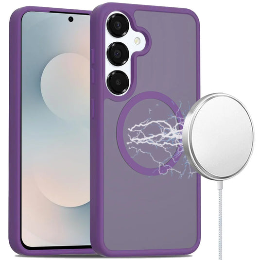 For Samsung s25 FE [Magnetic Circle] Smooth Safe Matte Feel Hybrid Case - Dark Purple