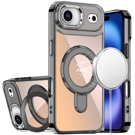 For iPhone 17 Air CHROME HQ Rotational Magnetic Ring Hybrid - Black