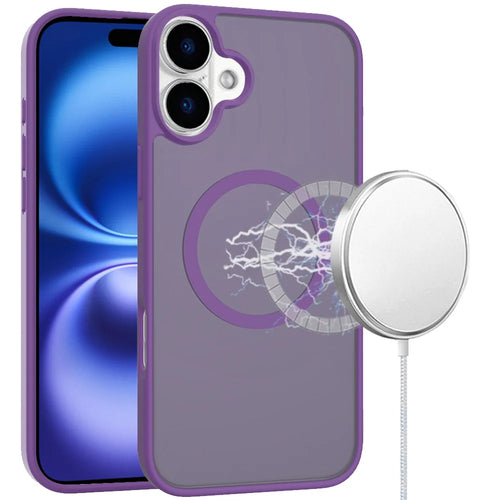 For iPhone 17 [Magnetic Circle] Smooth Safe Matte Feel Hybrid Case - Dark Purple
