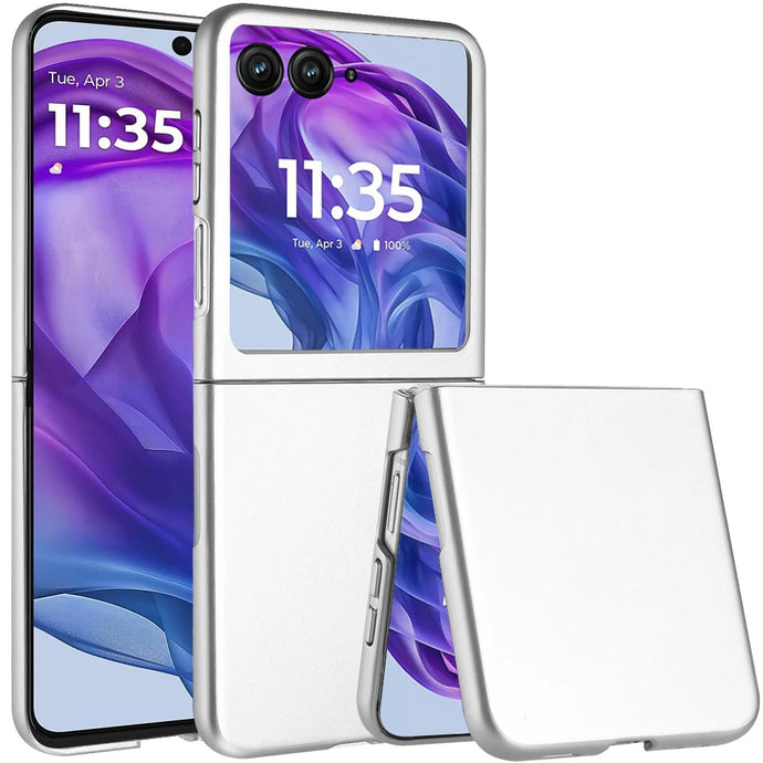 For Motorola Razr+ Plus 2024 Flip Snap On Premium Matte Finish Case Cover - Silver