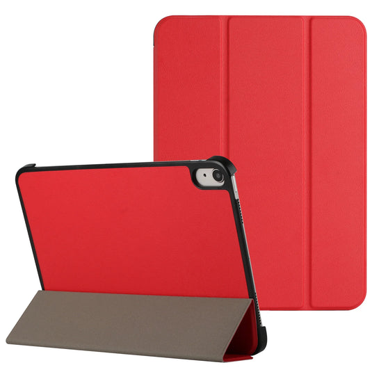 For Apple iPad (A16) 2025 / iPad 10th Gen 10.9 inch Trifold Magnetic Closure PU Leather Case Cover - Red
