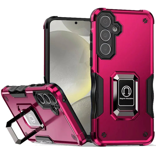 For Samsung s25/s24 OPTIMUM Magnetic Ring Stand Hybrid Case Cover - Hot Pink