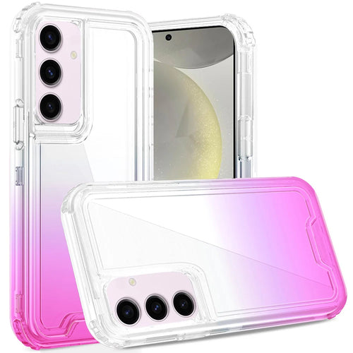 For Samsung s25 Plus/s24 Plus 3in1 Two Tone Shockproof Transparent Hybrid Case - Clear + Purple