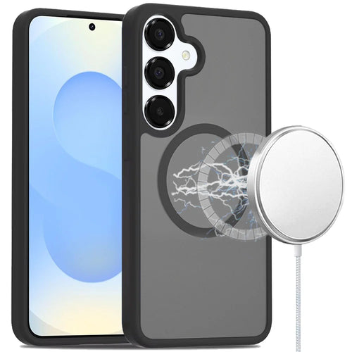 For Samsung s25/s24 [Magnetic Circle] Smooth Safe Matte Feel Hybrid Case - Black