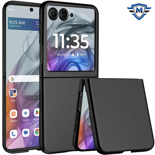 For Motorola Razr 2024 METKASE Flip Snap On Premium Matte Finish Case Cover in Slide-Out Package - Black