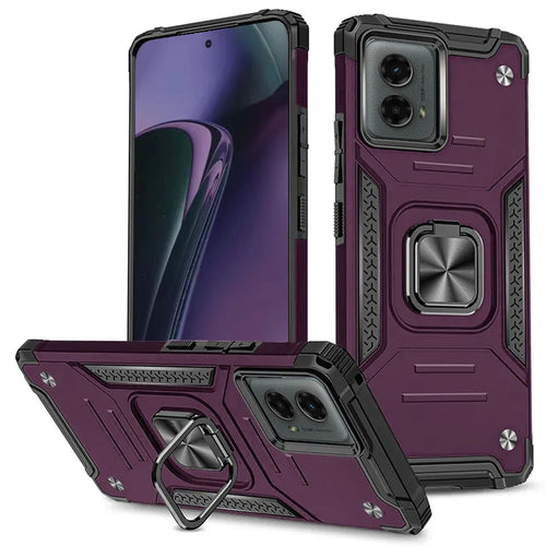 For Motorola Moto G Stylus 5G 2024 Robust Magnetic Kickstand Hybrid Case Cover - Dark Purple