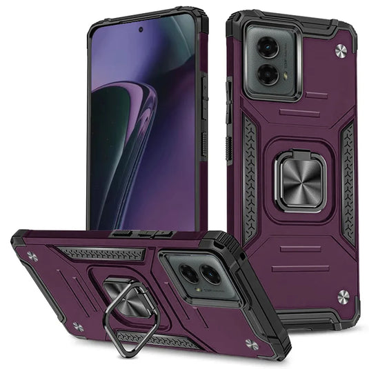 For Motorola Moto G Stylus 5G 2024 Robust Magnetic Kickstand Hybrid Case Cover - Dark Purple
