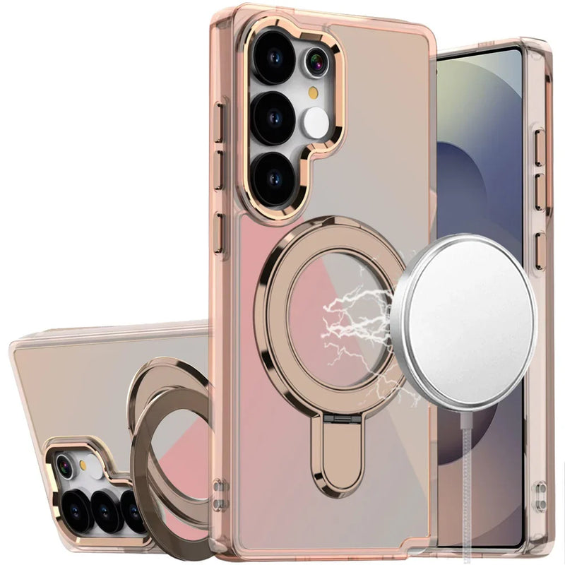 Load image into Gallery viewer, For Samsung s25 Ultra CHROME HQ Rotational Magnetic Ring Hybrid - Desert Titanium
