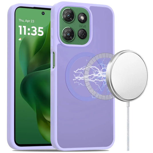 For Motorola Moto G Power 5G 2025 [Magnetic Circle] Smooth Safe Matte Feel Hybrid Case - Light Purple