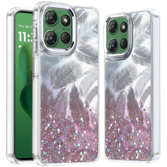 For Motorola Moto G Power 5G 2025 Epoxy Glitter Shimmer Hybrid Case - Light Pink
