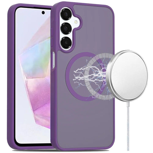 For Samsung Galaxy A36 [Magnetic Circle] Smooth Safe Matte Feel Hybrid Case - Dark Purple