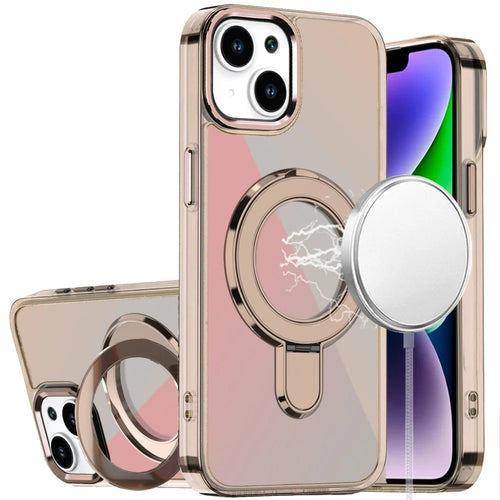 For iPhone 13/14 CHROME HQ Rotational Magnetic Ring Hybrid - Desert Titanium