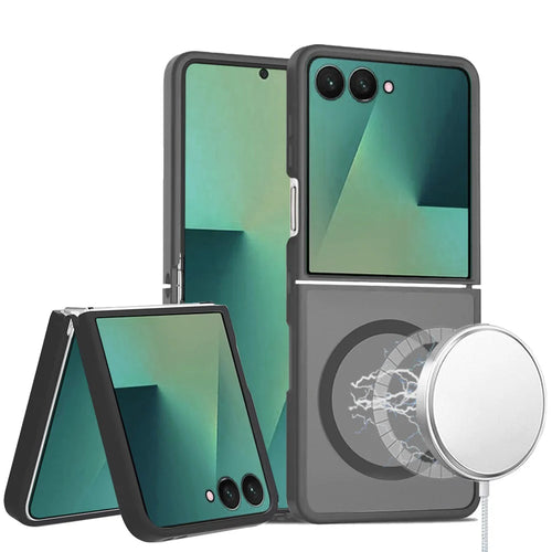 For Samsung Z Flip 7 [Magnetic Circle] Smooth Safe Matte Feel Hybrid Case - Black
