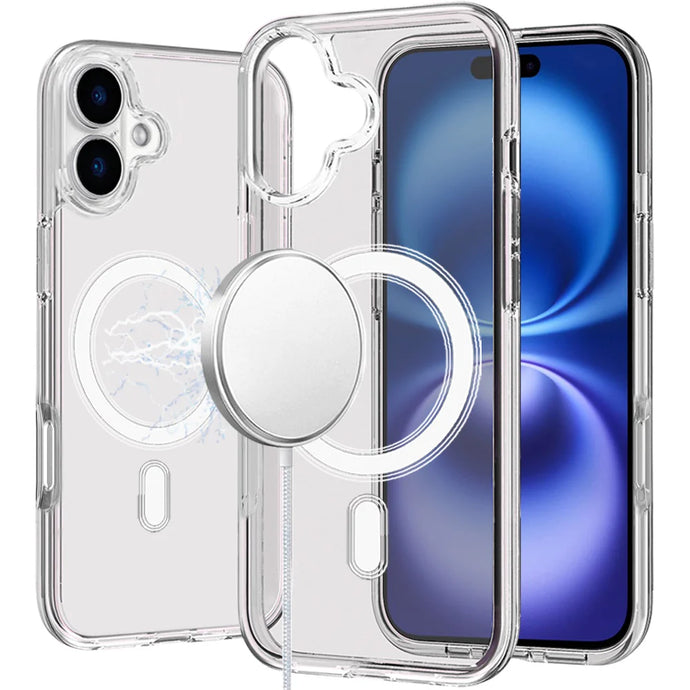 For iPhone 17 Sturdy Ultra [Magnetic Circle] Thick 3mm Transparent Hybrid - Clear