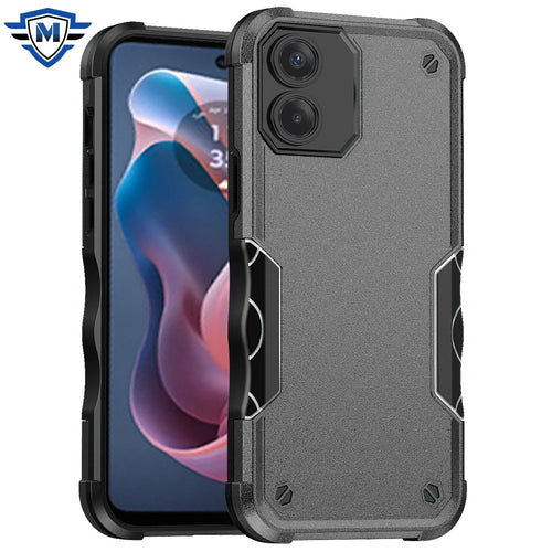 For Motorola Moto G Play 2024 METKASE Exquisite Tough Shockproof Hybrid Case Cover in Premium Slide-Out Package - Grey