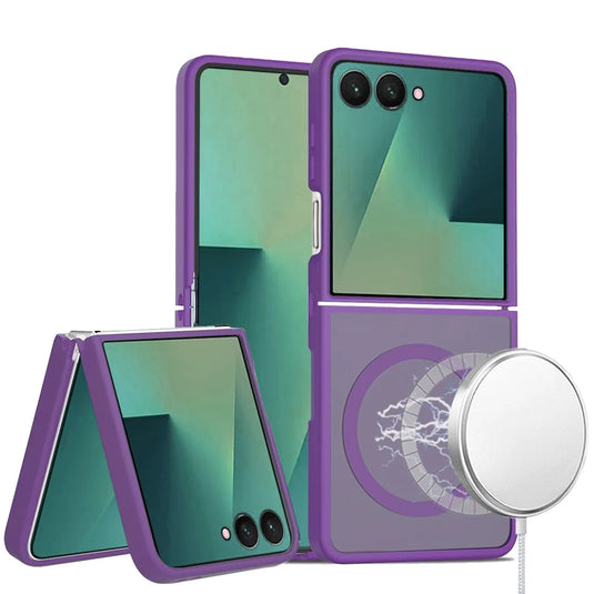 For Samsung Z Flip 7 [Magnetic Circle] Smooth Safe Matte Feel Hybrid Case - Dark Purple