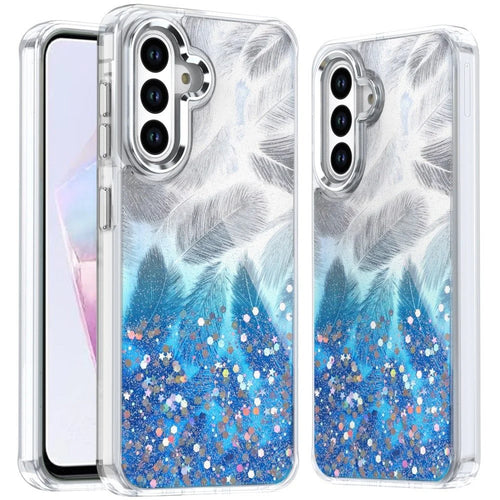 For Samsung Galaxy A36 Epoxy Glitter Shimmer Hybrid Case - Dark Blue
