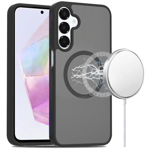 For Samsung Galaxy A36 [Magnetic Circle] Smooth Safe Matte Feel Hybrid Case - Black