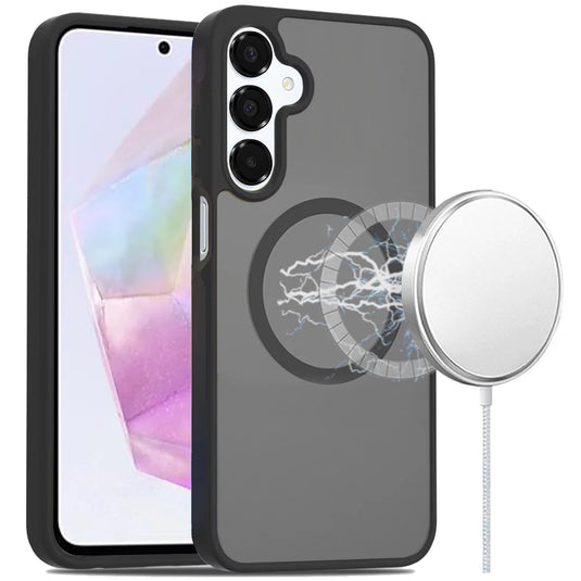 For Samsung Galaxy A36 [Magnetic Circle] Smooth Safe Matte Feel Hybrid Case - Black