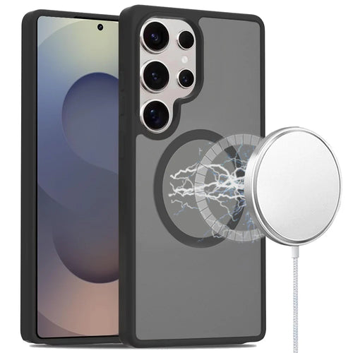 For Samsung s25 Ultra [Magnetic Circle] Smooth Safe Matte Feel Hybrid Case - Black