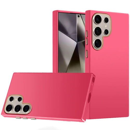 For Samsung s25 Ultra Classy Slick Chromed Around Hybrid Case Cover - Hot Pink