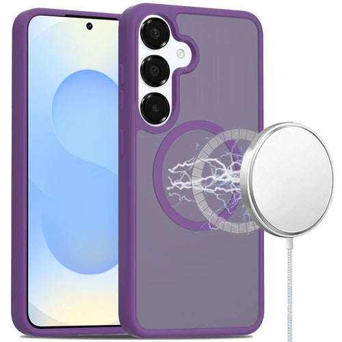 For Samsung s25/s24 [Magnetic Circle] Smooth Safe Matte Feel Hybrid Case - Dark Purple