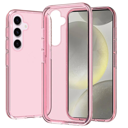 For Samsung s25 Plus/s24 Plus Sturdy Ultra Thick 3mm Transparent Hybrid Case Cover - Pink