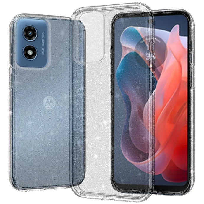 For Motorola Moto G Play 2024 Glitter Ultra Thick 3mm Transparent Hybrid Case Cover - Clear