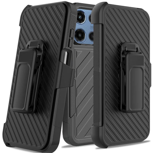 For Motorola Moto G 5G 2025 Noble lined shockproof dual layer hybrid - Black/Black