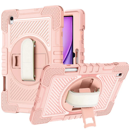 For Apple iPad Air 13 (M3) 2025 / Air 13inch 2024 3in1 Multi-Functional Tablet Case for Hand Shoulder Pencil & Stand - Rose Gold