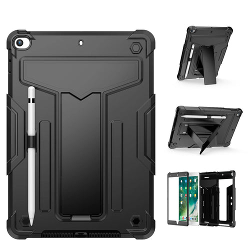 For Apple iPad (A16) 2025 / iPad 10th Gen 10.9 inch Tablet Vertical 3in1 Tough Hybrid Kickstand - Black/Black