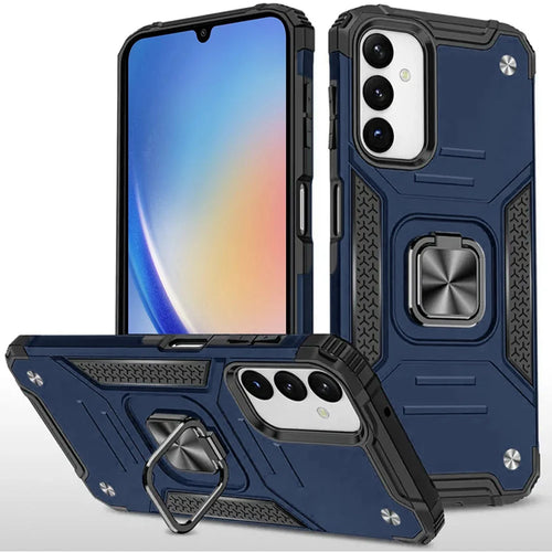For Samsung A35 5g Robust Magnetic Kickstand Hybrid Case Cover - Blue