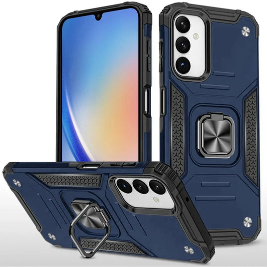 For Samsung A35 5g Robust Magnetic Kickstand Hybrid Case Cover - Blue