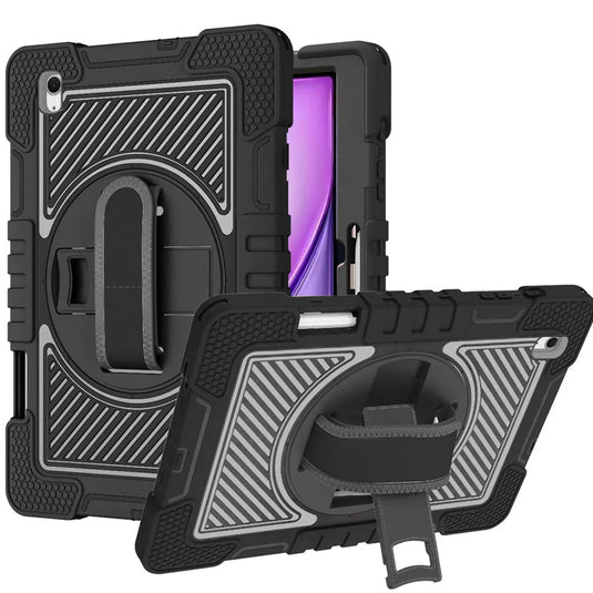 For Apple iPad Air 13 (M3) 2025 / Air 13inch 2024 3in1 Multi-Functional Tablet Case for Hand Shoulder Pencil & Stand - Black