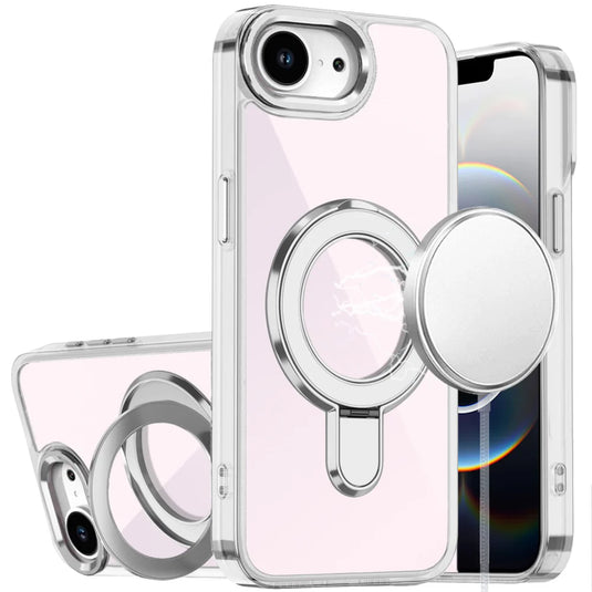 For iPhone 16E (E edition) / SE4 (2025) CHROME HQ Rotational Magnetic Ring Hybrid - Clear